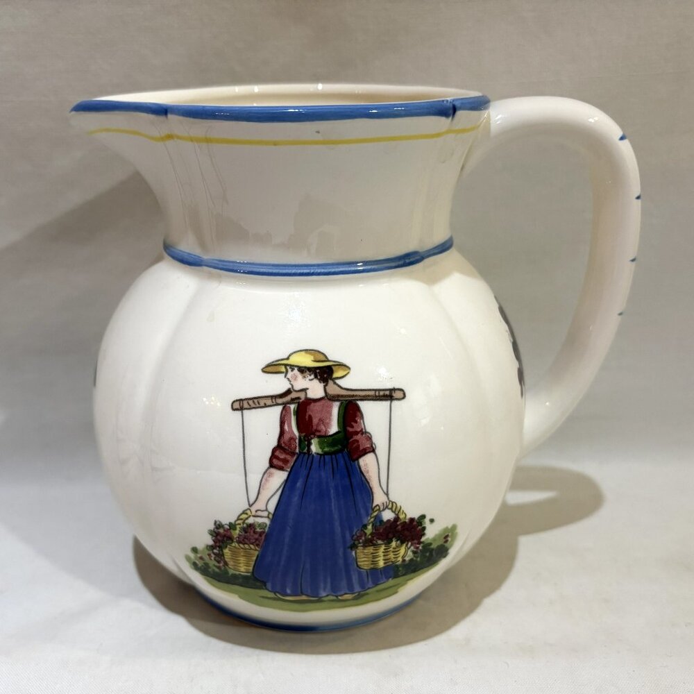The Haldon Group Provincial Fruit Hand Painted Pottery Pitcher 38 oz VTG 1991